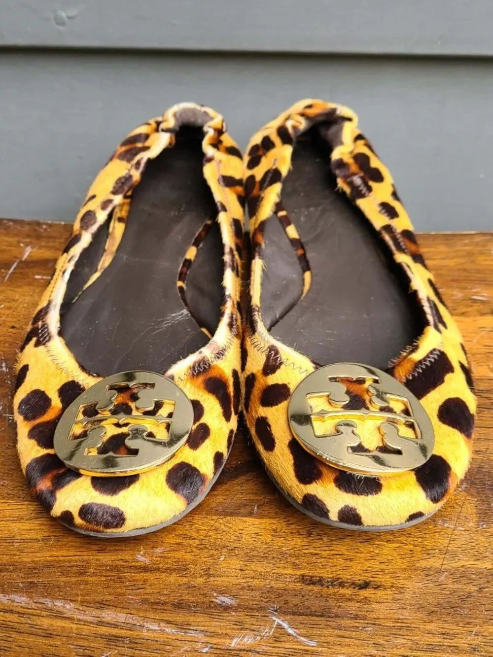 Tory Burch Reva Cheetah Calf Hair Ballet Flats size 8